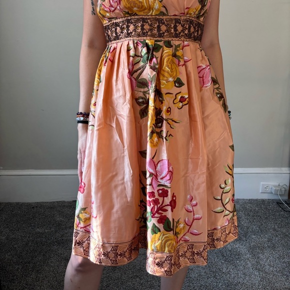 Y2K Spring Beaded Floral Embroidered Halter Midi Dress Coquette Girl - XS Small - Picture 3 of 13